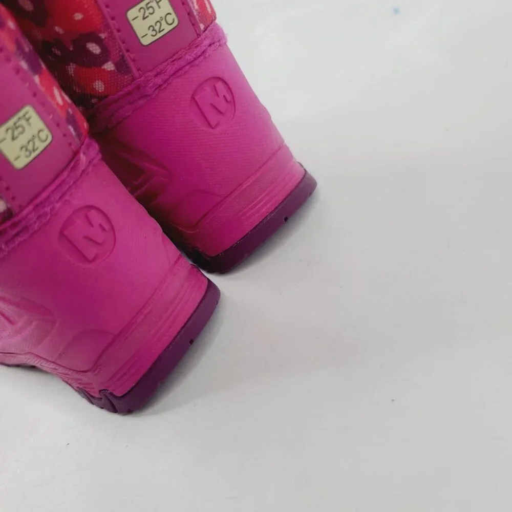 Merrell Girl's Pink Snow Quest Lite Waterproof Floral Ankle Snow Boots Size 5‎
